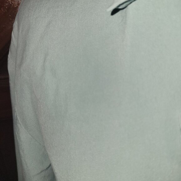 Vintage 100% Silk Richini Sage Green Long Sleeve Blouse Button-Up Shirt Size L - Picture 3 of 5